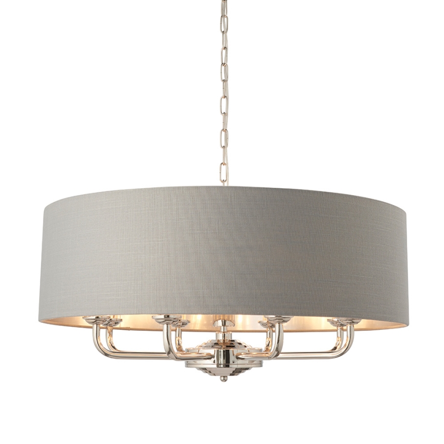 Endon 94415 - Żyrandol na łańcuchu HIGHCLERE 8xE14/40W/230V szary/chrom błyszczący śr. 70 cm