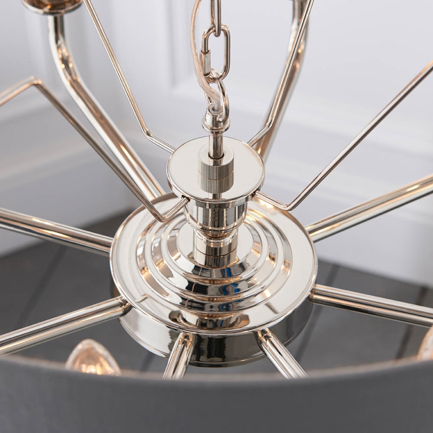 Endon 94415 - Żyrandol na łańcuchu HIGHCLERE 8xE14/40W/230V szary/chrom błyszczący śr. 70 cm