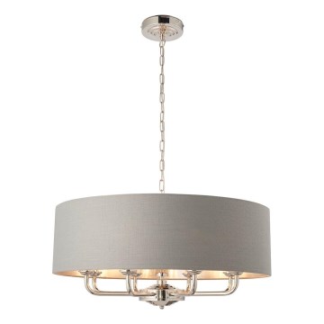 Endon 94415 - Żyrandol na łańcuchu HIGHCLERE 8xE14/40W/230V szary/chrom błyszczący śr. 70 cm