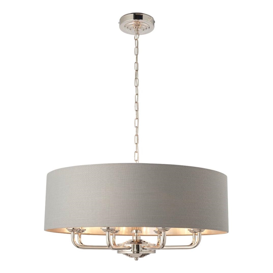 Endon 94415 - Żyrandol na łańcuchu HIGHCLERE 8xE14/40W/230V szary/chrom błyszczący śr. 70 cm
