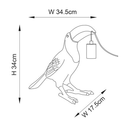 Endon 95077 - Lampa stołowa TOCO TOUCAN 1xE27/10W/230V złota