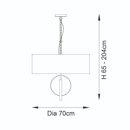 Endon 95215 - Żyrandol na łańcuchu 5xE27/10W/230V śr. 70 cm szary