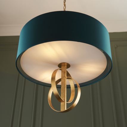 Endon 95220 - Żyrandol na łańcuchu 3xE27/10W/230V, śr. 60 cm, niebieski/mosiądz