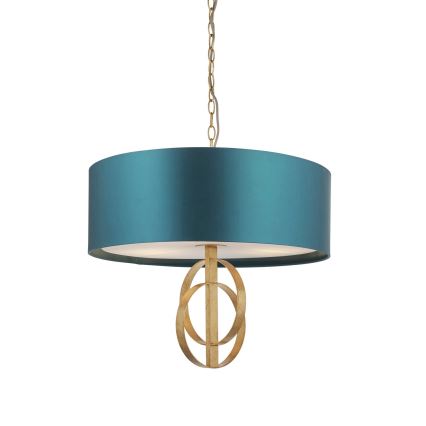 Endon 95220 - Żyrandol na łańcuchu 3xE27/10W/230V, śr. 60 cm, niebieski/mosiądz