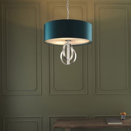 Endon 95224 - Żyrandol na łańcuchu 3xE27/10W/230V śr. 60 cm niebieski/szary