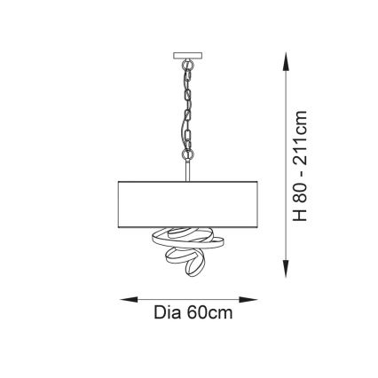 Endon 95268 - Żyrandol na łańcuchu 3xE14/6W/230V śr. 60 cm biały/mosiądz