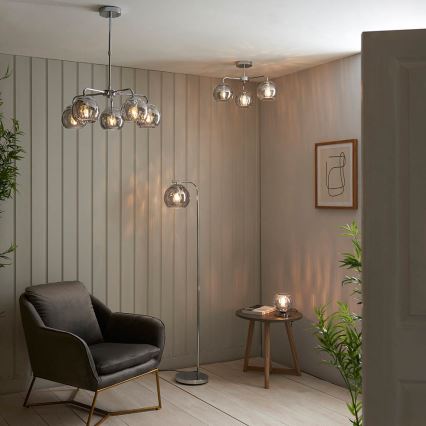 Endon 97971 - Przysufitowy żyrandol DIMPLE 3xE14/25W/230V błyszczący chrom/dymnoszary