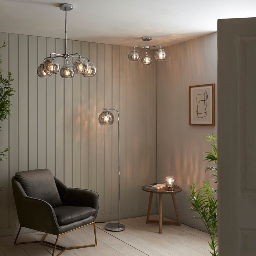 Endon 97971 - Przysufitowy żyrandol DIMPLE 3xE14/25W/230V błyszczący chrom/dymnoszary