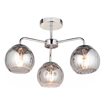 Endon 97971 - Przysufitowy żyrandol DIMPLE 3xE14/7W/230V błyszczący chrom/przydymiony szary