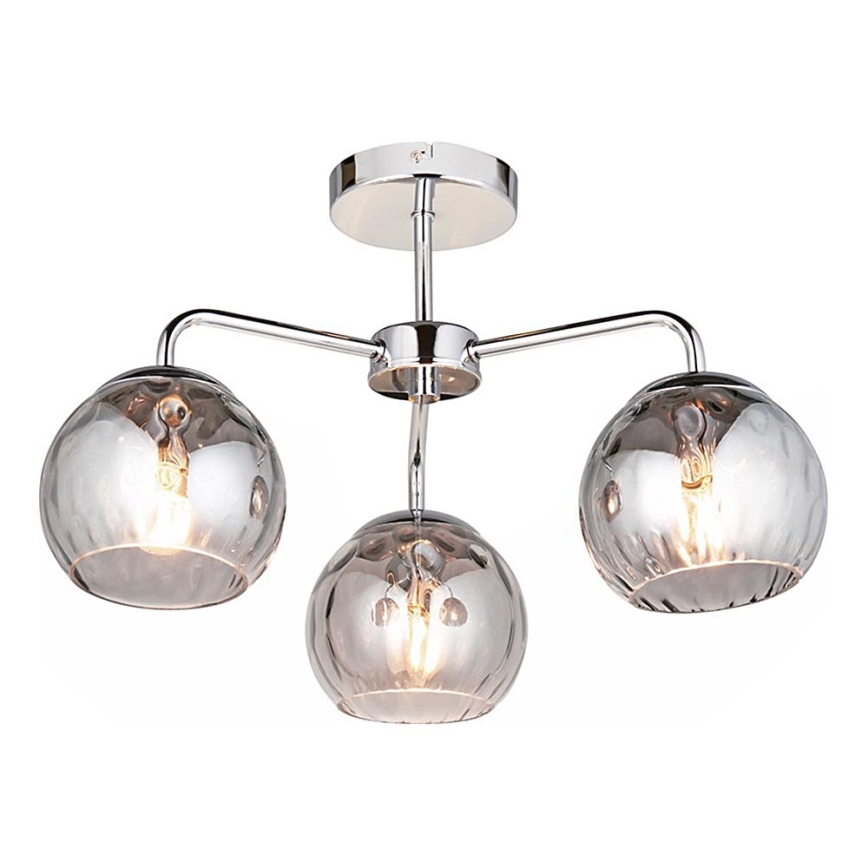 Endon 97971 - Przysufitowy żyrandol DIMPLE 3xE14/7W/230V błyszczący chrom/przydymiony szary