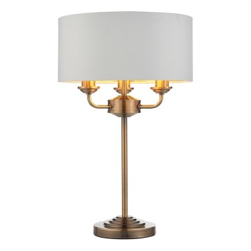 Endon 98932 - Lampa stołowa HIGHCLERE 3xE14/18W/230V biała/mosiądz Ø 32 cm