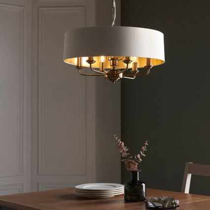 Endon 98933 - Żyrandol na łańcuchu HIGHCLERE 6xE14/40W/230V biały/mosiądz