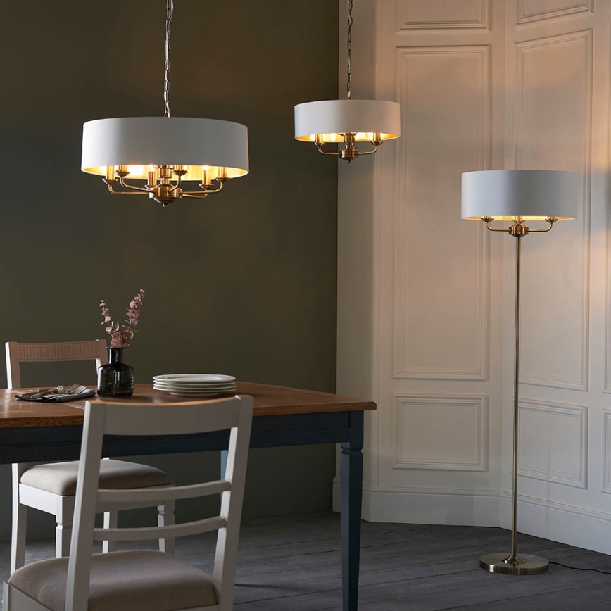 Endon 98933 - Żyrandol na łańcuchu HIGHCLERE 6xE14/40W/230V biały/mosiądz