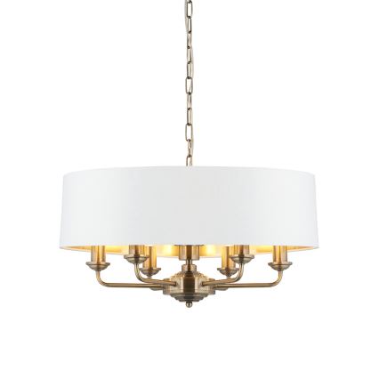 Endon 98933 - Żyrandol na łańcuchu HIGHCLERE 6xE14/40W/230V biały/mosiądz