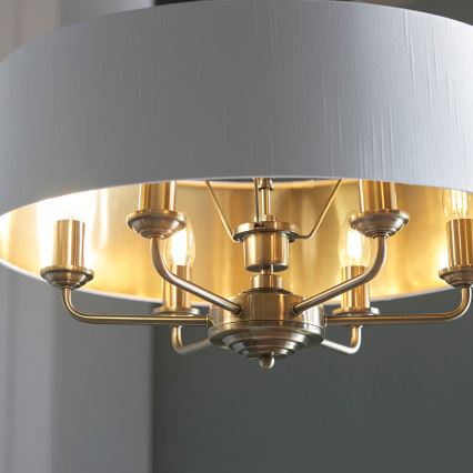 Endon 98933 - Żyrandol na łańcuchu HIGHCLERE 6xE14/40W/230V biały/mosiądz