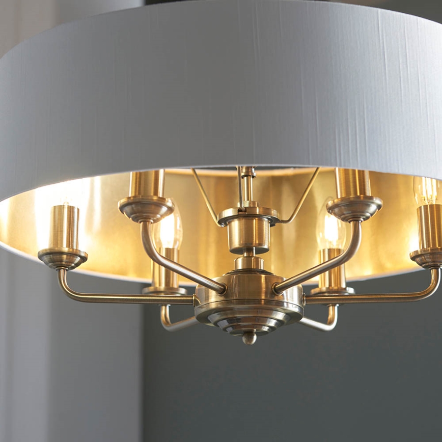 Endon 98933 - Żyrandol na łańcuchu HIGHCLERE 6xE14/40W/230V biały/mosiądz