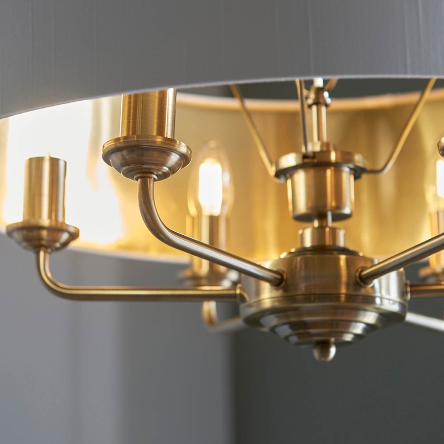 Endon 98933 - Żyrandol na łańcuchu HIGHCLERE 6xE14/40W/230V biały/mosiądz