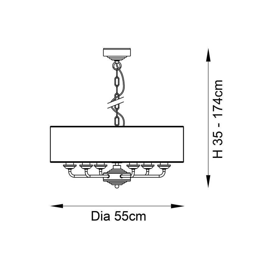 Endon 98933 - Żyrandol na łańcuchu HIGHCLERE 6xE14/40W/230V biały/mosiądz