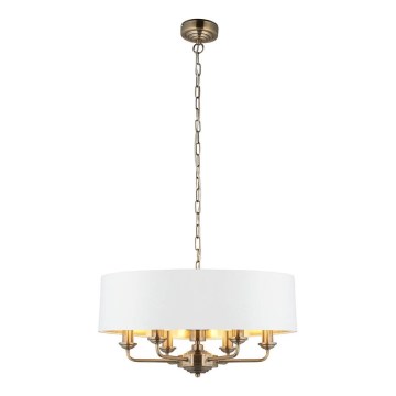 Endon 98933 - Żyrandol na łańcuchu HIGHCLERE 6xE14/40W/230V biały/mosiądz śr. 55 cm