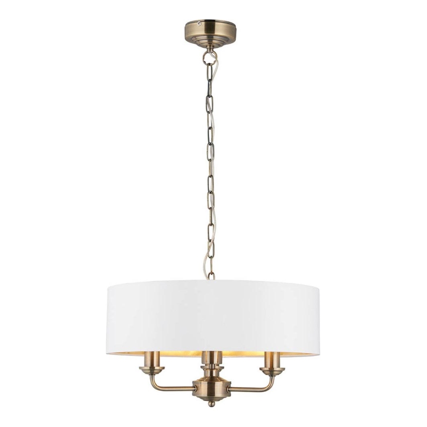 Endon 98934 - Żyrandol na łańcuchu HIGHCLERE 3xE14/40W/230V biały/mosiądz