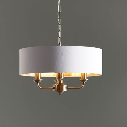 Endon 98934 - Żyrandol na łańcuchu HIGHCLERE 3xE14/40W/230V biały/mosiądz