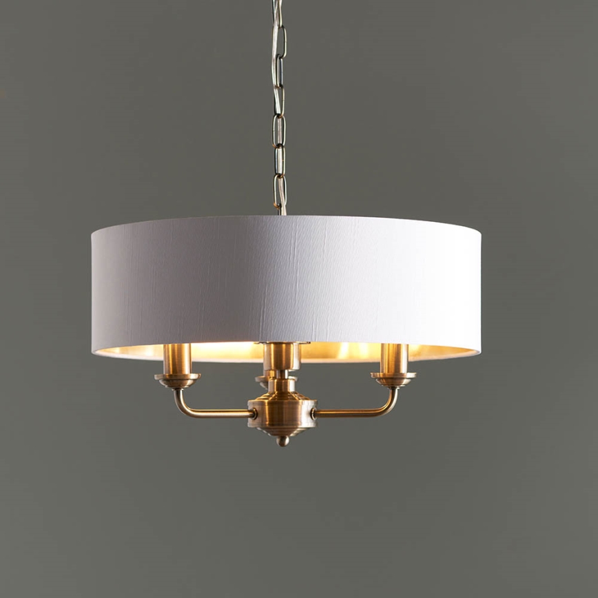 Endon 98934 - Żyrandol na łańcuchu HIGHCLERE 3xE14/40W/230V biały/mosiądz
