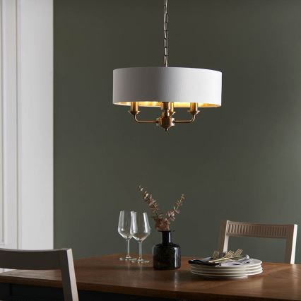 Endon 98934 - Żyrandol na łańcuchu HIGHCLERE 3xE14/40W/230V biały/mosiądz