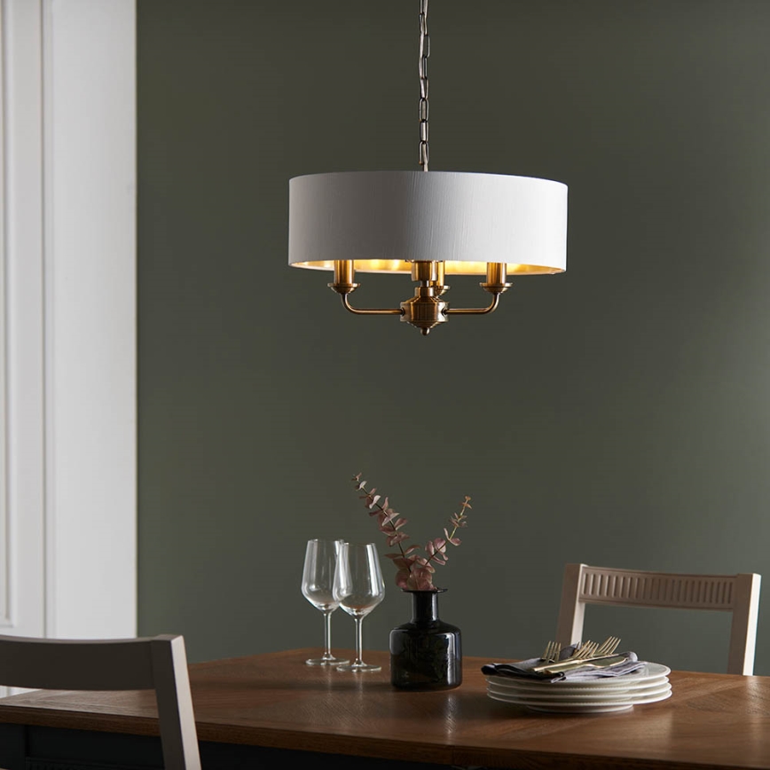 Endon 98934 - Żyrandol na łańcuchu HIGHCLERE 3xE14/40W/230V biały/mosiądz