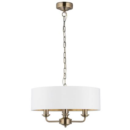 Endon 98934 - Żyrandol na łańcuchu HIGHCLERE 3xE14/40W/230V biały/mosiądz