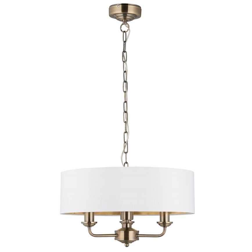 Endon 98934 - Żyrandol na łańcuchu HIGHCLERE 3xE14/40W/230V biały/mosiądz