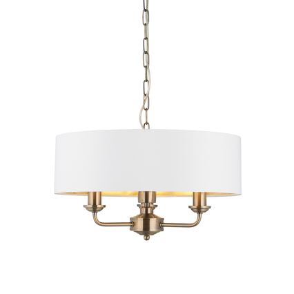 Endon 98934 - Żyrandol na łańcuchu HIGHCLERE 3xE14/40W/230V biały/mosiądz