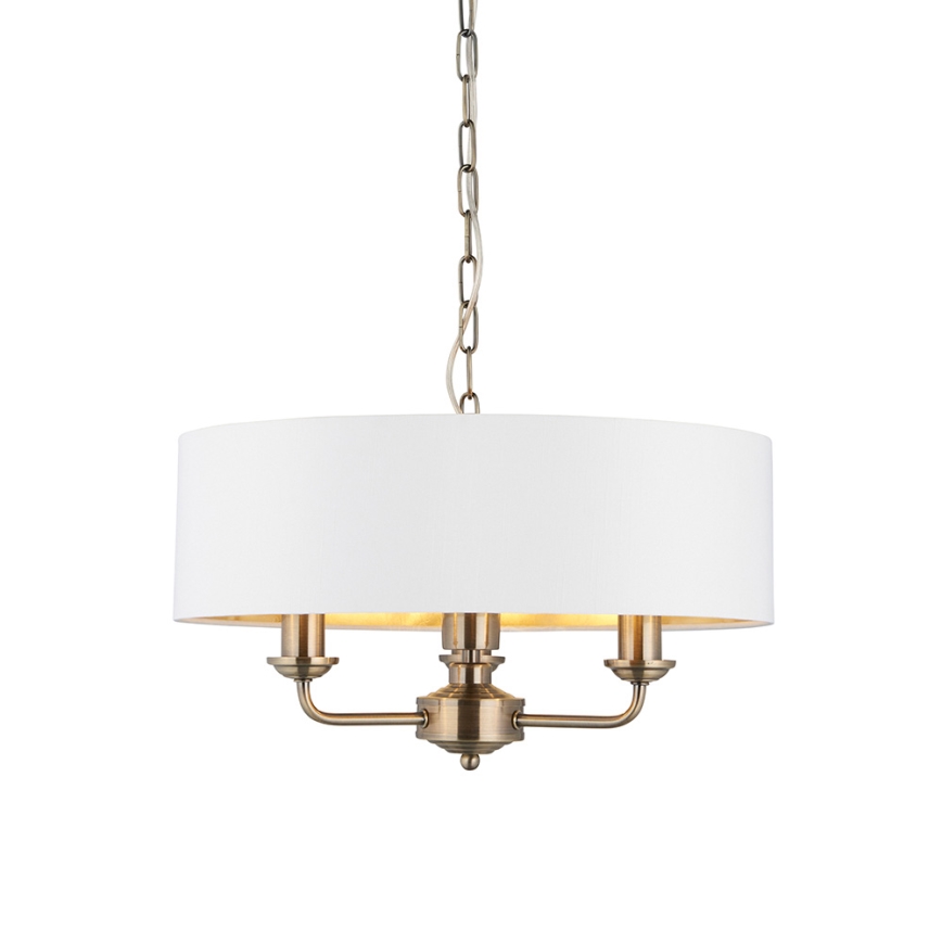 Endon 98934 - Żyrandol na łańcuchu HIGHCLERE 3xE14/40W/230V biały/mosiądz