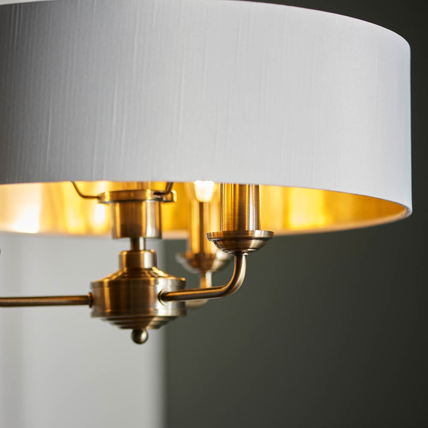 Endon 98934 - Żyrandol na łańcuchu HIGHCLERE 3xE14/40W/230V biały/mosiądz