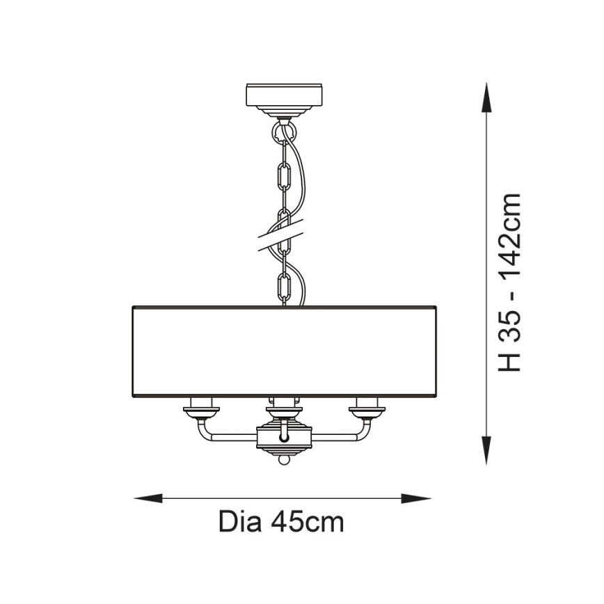 Endon 98934 - Żyrandol na łańcuchu HIGHCLERE 3xE14/40W/230V biały/mosiądz