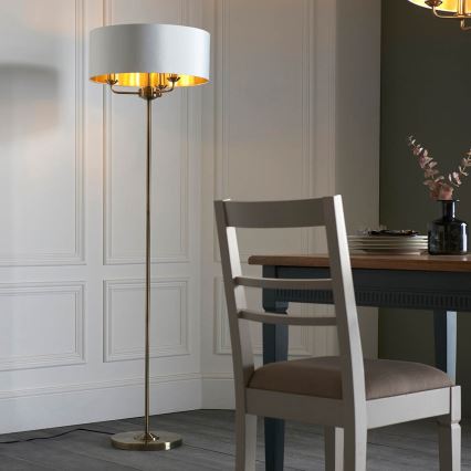 Endon 98935 - Lampa podłogowa HIGHCLERE 3xE14/40W/230V biały/mosiądz śr. 47 cm