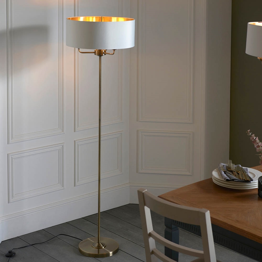 Endon 98935 - Lampa podłogowa HIGHCLERE 3xE14/40W/230V biały/mosiądz śr. 47 cm