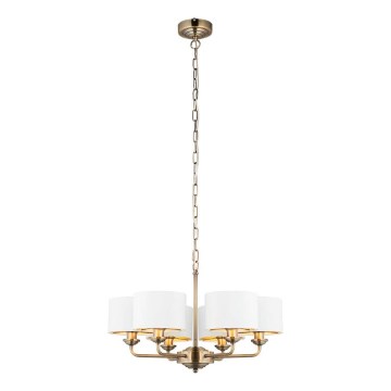 Endon 98936 - Żyrandol na łańcuchu HIGHCLERE 6xE14/28W/230V biały/mosiądz