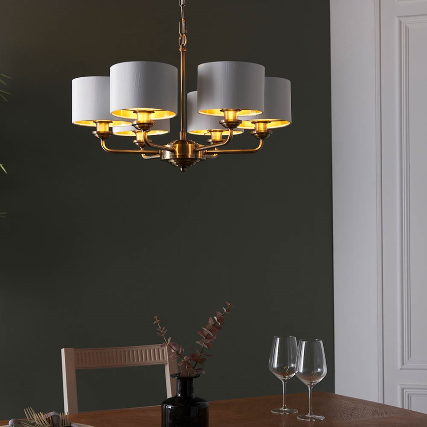 Endon 98936 - Żyrandol na łańcuchu HIGHCLERE 6xE14/28W/230V biały/mosiądz