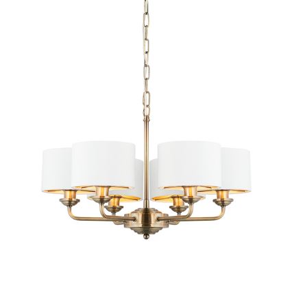 Endon 98936 - Żyrandol na łańcuchu HIGHCLERE 6xE14/28W/230V biały/mosiądz