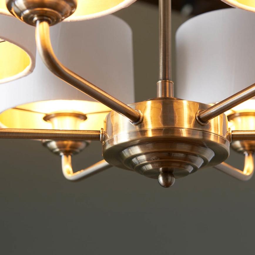 Endon 98936 - Żyrandol na łańcuchu HIGHCLERE 6xE14/28W/230V biały/mosiądz
