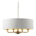 Endon 98938 - Żyrandol na łańcuchu HIGHCLERE 8xE14/40W/230V śr. 70 cm biały/mosiądz