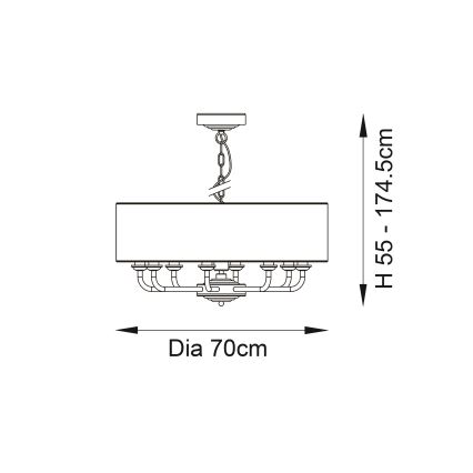 Endon 98938 - Żyrandol na łańcuchu HIGHCLERE 8xE14/40W/230V śr. 70 cm biały/mosiądz