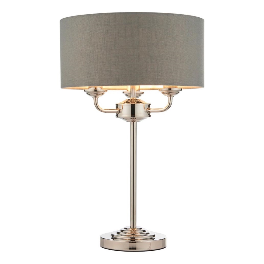 Endon 99149 - Lampa stołowa HIGHCLERE 3xE14/18W/230V szary/chrom błyszczący śr. 32 cm