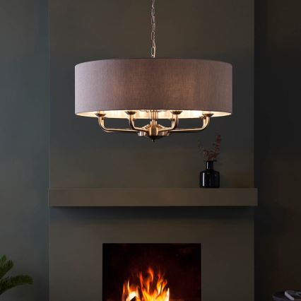 Endon 99152 - Żyrandol na łańcuchu HIGHCLERE 8xE14/40W/230V szary/matowy chrom śr. 70 cm