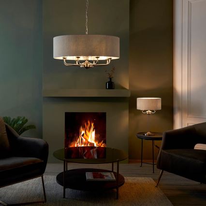 Endon 99152 - Żyrandol na łańcuchu HIGHCLERE 8xE14/40W/230V szary/matowy chrom śr. 70 cm