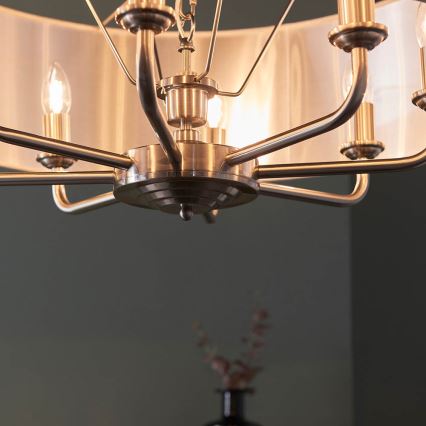 Endon 99152 - Żyrandol na łańcuchu HIGHCLERE 8xE14/40W/230V szary/matowy chrom śr. 70 cm