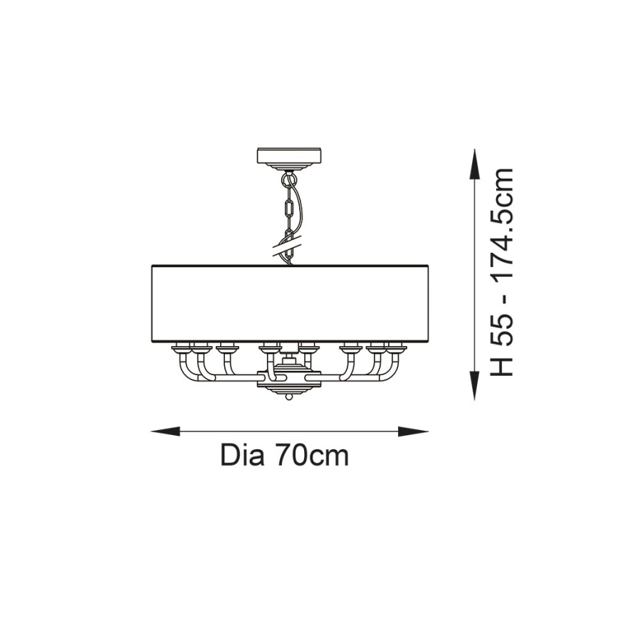 Endon 99152 - Żyrandol na łańcuchu HIGHCLERE 8xE14/40W/230V szary/matowy chrom śr. 70 cm