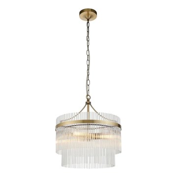 Endon 99167 - Żyrandol na łańcuchu MARIETTA 3xE14/7W/230V mosiądz/przezroczysty