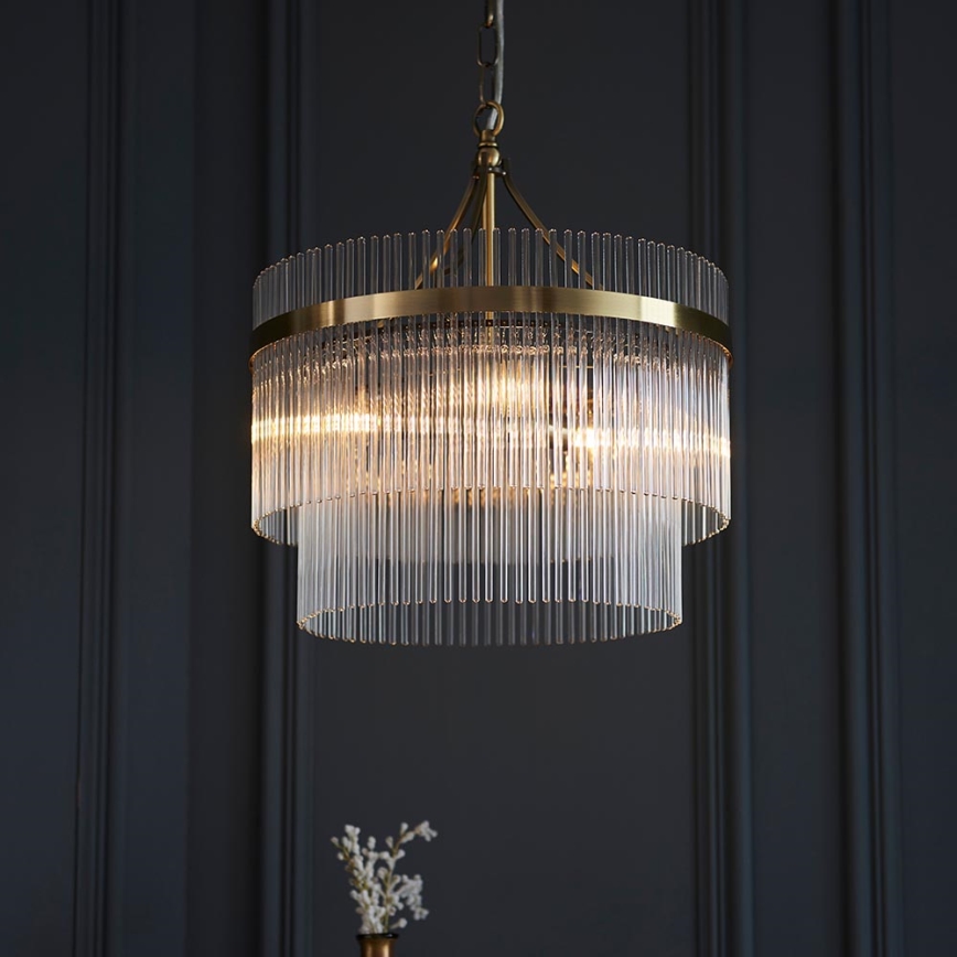 Endon 99167 - Żyrandol na łańcuchu MARIETTA 3xE14/7W/230V mosiądz/przezroczysty