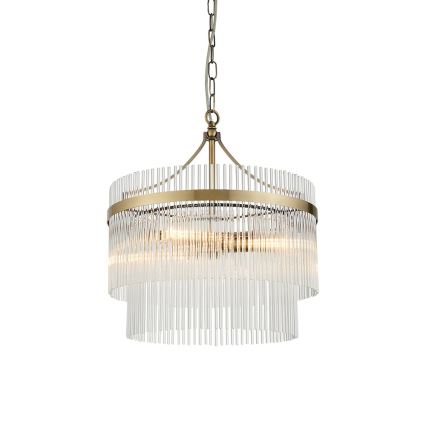 Endon 99167 - Żyrandol na łańcuchu MARIETTA 3xE14/7W/230V mosiądz/przezroczysty